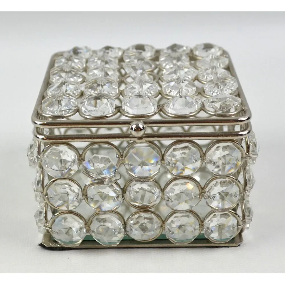 Clear Prism Rhinestone Jewelry Box  with Mirror Bottom‎ 3.5